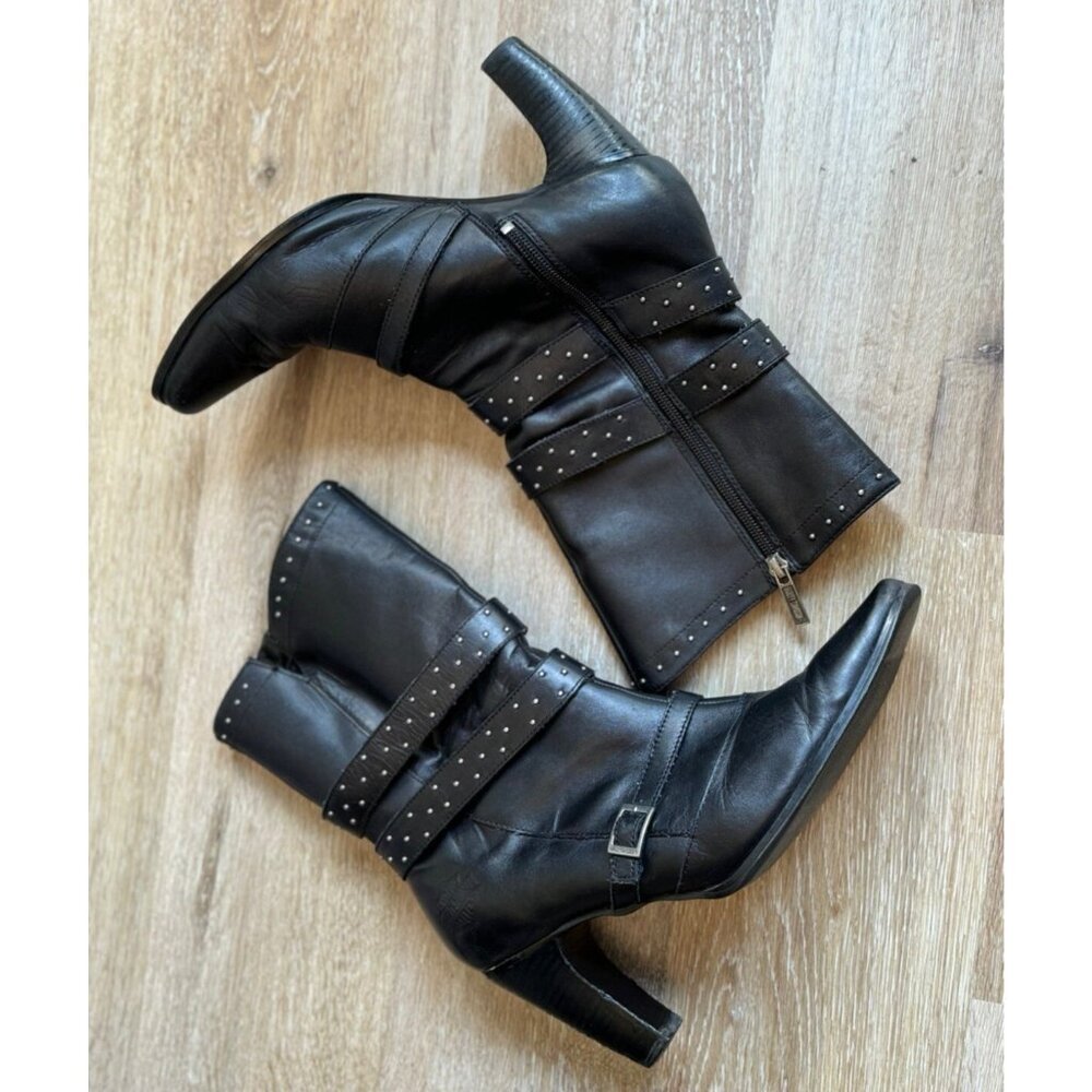 Harley Davidson Women’s 11 Black Y2K 90s Tawny Moto Boots Leather 3” Heel Biker